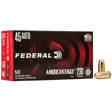 Federal AE45A 45 ACP 230gr FMJ American Eagle Ammo - 50rd Box | Pistol Training Ammunition