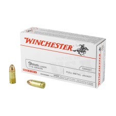 Winchester USA HANDGUN 9mm Luger 115 grain Full Metal Jacket Centerfire Pistol Ammunition - 200 Rounds Ammo