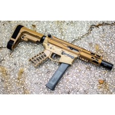 MA-40 .40 S&W Moriarti Arms 4" 'Brindle' Pistol – SBA3 Brace, Blowback System, Mlok, Custom Cerakote