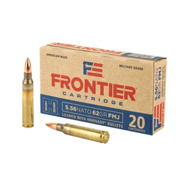 Frontier 5.56 NATO 62gr FMJ Ammo – 20 Round Box | Hornady Bullets