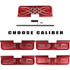 AR-15 Tribal Dust Cover - Red, Custom Caliber Engraving Options
