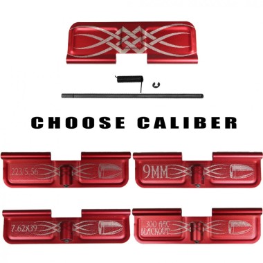 AR-15 Tribal Dust Cover - Red, Custom Caliber Engraving Options