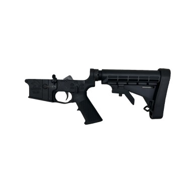 Moriarti MA15 7.62x39 Lower Receiver Complete | 6-Position Mil-Spec Stock | Semi-Automatic | Black Finish